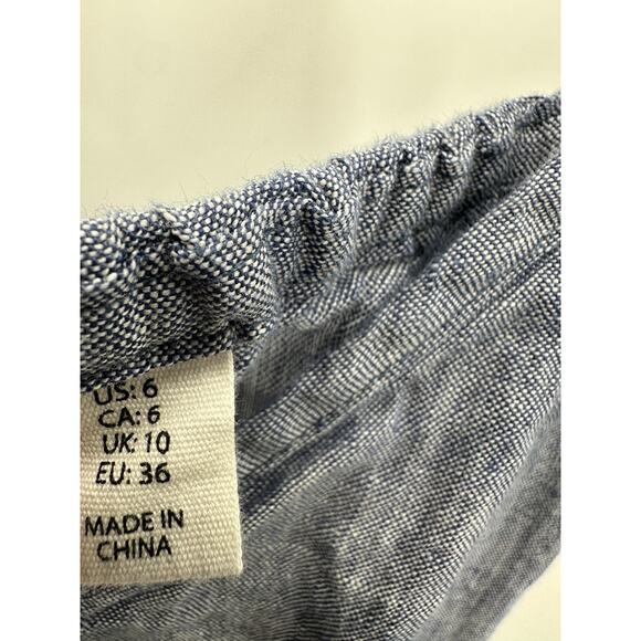 Artisan NY Blue Linen Sleeveless Maxi Dress Lagenlook V-Neck StrapWomen Size 6 - Picture 7 of 9